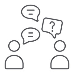 Speaking people thin line icon, chat and talking, conversation sign, vector graphics, a linear pattern on a white background.