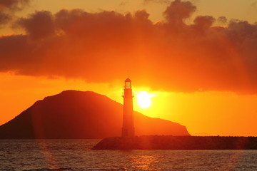 Fototapeta premium Seaside town of Turgutreis and spectacular sunsets