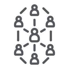 Social network line icon, website and internet, community network sign, vector graphics, a linear pattern on a white background.