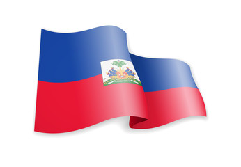 Haiti flag in the wind. Flag on white vector illustration