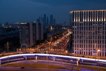 Evening view of the city streets