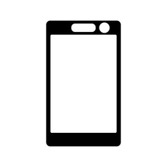 Mobile phone with blank screen in flat style - stock vector illustration.