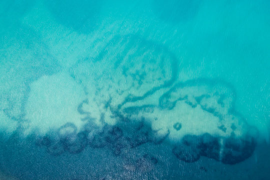 Aerial view of the Ionian sea in Greece.