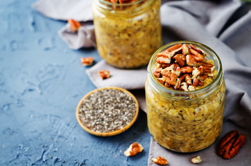 Pumpkin Chia seeds overnight oats with pecans