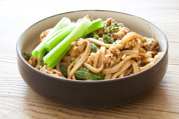 Vegan Black Bean Udon Noodles with Tempeh