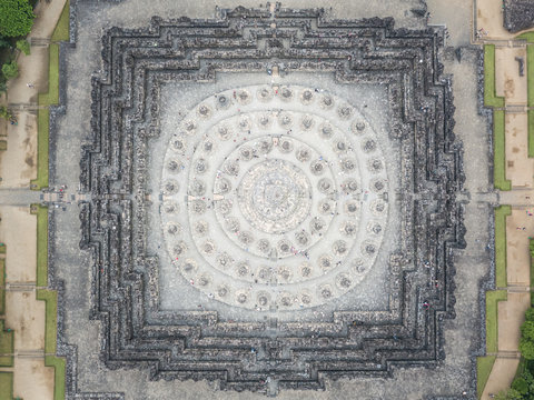 Aerial view of Borobudur Temple in Indonesia