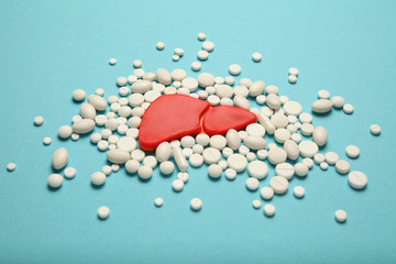 Human liver disease, cirrhosis, chronic inflammation. The concept of cancer treatment, hepatitis.