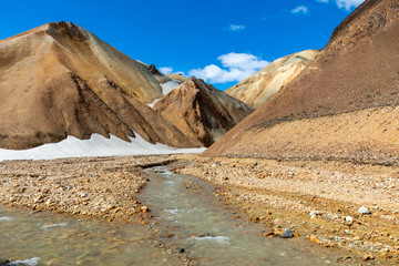 Landmannalaugar National Park - Iceland. Rainbow Mountains. Beautiful colorful volcanic mountains. Summer time.