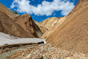 Landmannalaugar National Park - Iceland. Rainbow Mountains. Beautiful colorful volcanic mountains. Summer time.