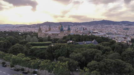 Barcelona. Aerial view in Montjuic. Catalonia,Spain. Drone Photo