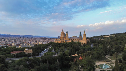 Fototapeta premium Barcelona. Aerial view in Montjuic. Catalonia,Spain. Drone Photo