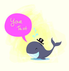 Vector illustration of a happy whale for design element