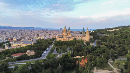 Barcelona. Aerial view in Montjuic. Catalonia,Spain. Drone Photo