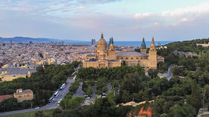 Naklejka premium Barcelona. Aerial view in Montjuic. Catalonia,Spain. Drone Photo