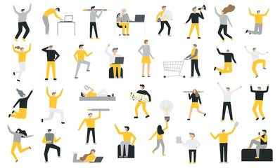 Set of business people flat icons. Flat style modern