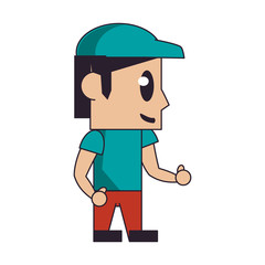 Young man with hat character cartoon