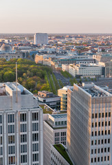 Berlin evening aerial cityscape, Germany.