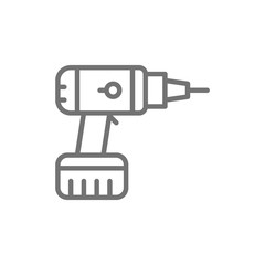 Drill, drilling machine, building tools line icon.
