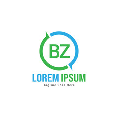 Fototapeta premium BZ Letter Logo Design. Creative Modern BZ Letters Icon Illustration