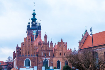 Obraz premium Gdansk, Poland - February 05, 2019: St Catherine's Church in Gdansk Poland