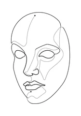  Mooie vrouw vrouwelijk gezicht enkele doorlopende lijn vectorillustratie © thirteenfifty