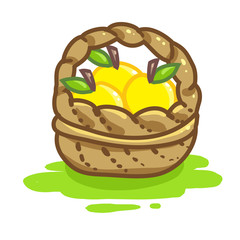 Vector illustration of an apple in the basket isolated on white background