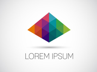 high tech colorful abstract icon. Colorful perspective pyraid