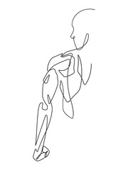 Male Figure Dorsal Back View One Continuous Line Vector Graphic 