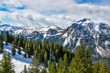 Beautiful view of Alps Mountains in Tegelberg, Bavaria, Germany.
