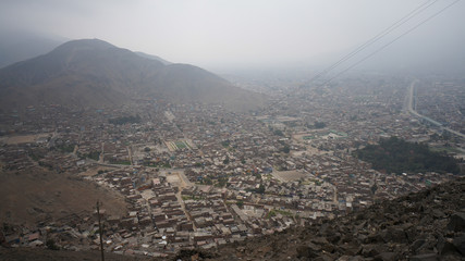 Panoramic view of the poor districts of Lima in Peru.