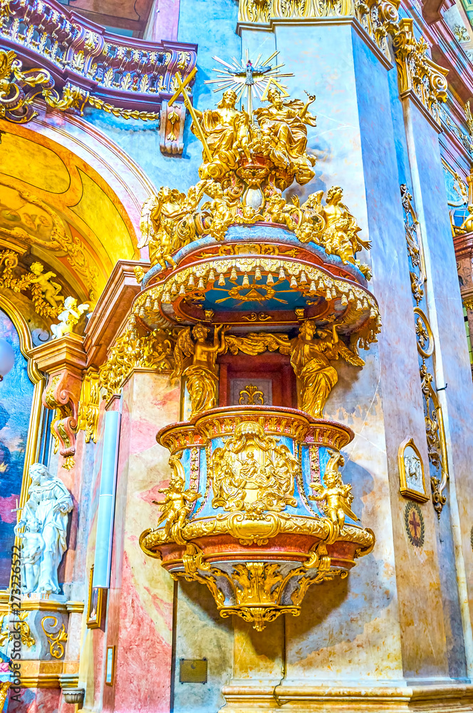 Wall mural The carved golden pulpit of Peterskirchen in Vienna, Austria