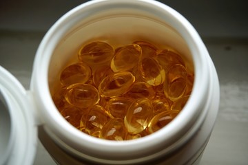 Fish oil capsules. the medicine. strengthening blood vessels