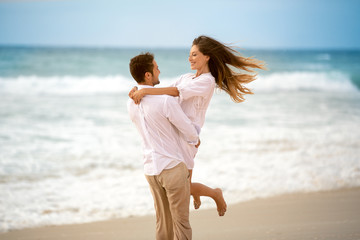 Romantic lovers on beach