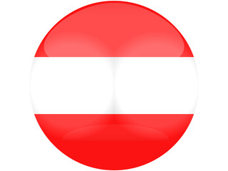 Flag of Austria as round glossy icon. Button with Austrian flag