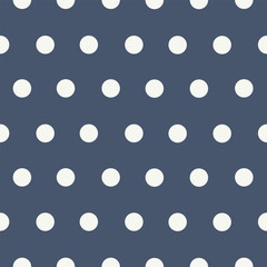 Navy blue polka dot pattern, classic and cute coordinating print. Pretty, fresh background for packaging, textiles, stationery, vintage fashion looks, country wedding decorations and home decor. 