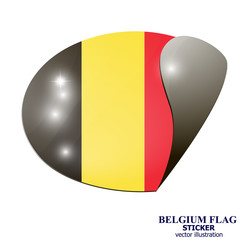 Fototapeta premium Banner with flag of Belgium. Colorful illustration with flags for web design. Illustration with white background.