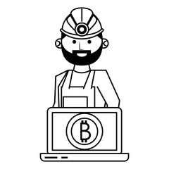 Bitcoin cryptocurrency digital money symbols in black and white