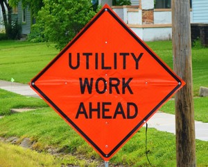 Utility Work Ahead Sign
