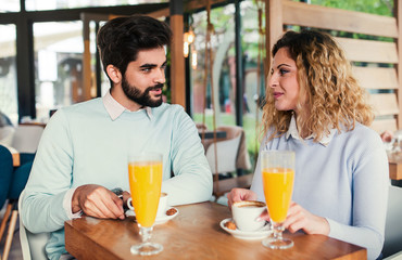 Romantic couple in the cafe. Dating, love, relationships