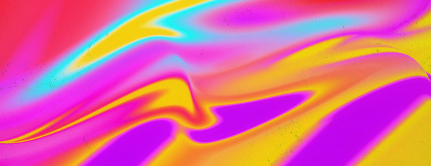 Abstract concept with neon colorful fluid art on concrete background. Digital modern art. Flowing...