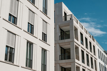 modern apartment building facade, real estate exterior
