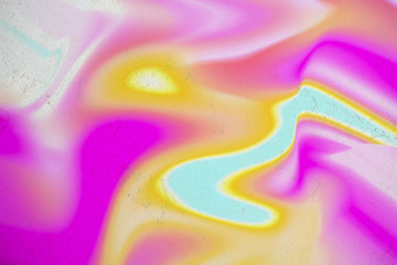 Abstract neon colorful fluid art on concrete background. Digital modern art. Flowing pink, blue,...