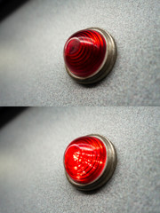 red on and off split image of train indicator light