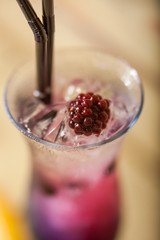 pink cocktail in glass