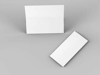 Folded trifold brochure in A4 format mockup.3d illustartion
