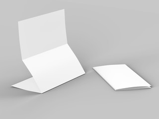 Folded trifold brochure in A4 format mockup.3d illustartion
