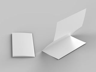 Folded trifold brochure in A4 format mockup.3d illustartion