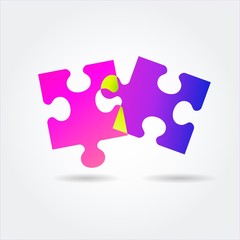 Color bright gradient puzzle icon on a white background.