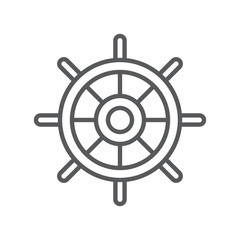 Fototapeta premium Boat steering wheel line icon. Minimalist icon isolated on white background. Ship helm simple silhouette.