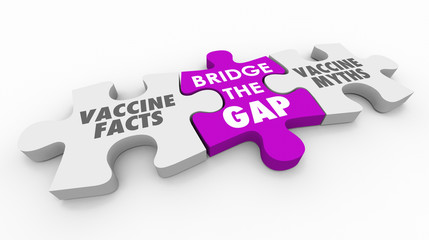 Fototapeta premium Vaccine Myths Vs Facts Puzzle Pieces Know Truth 3d Illustration